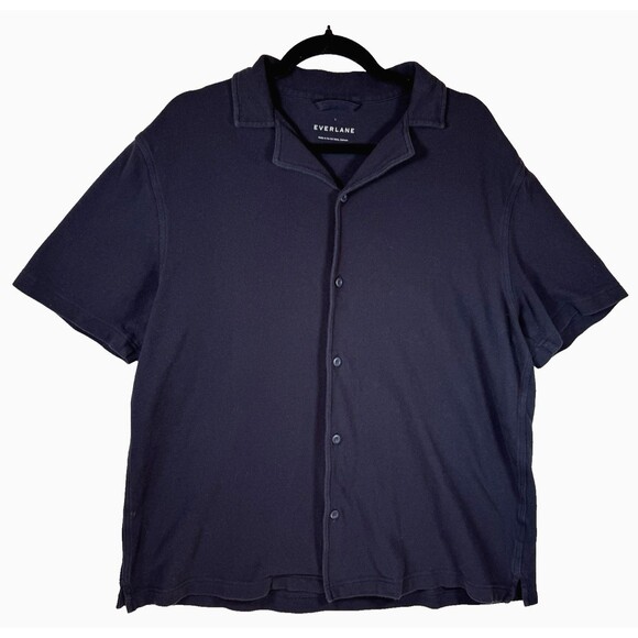 Everlane Other - Everlane‎ Shirt Mens L Navy Blue Collared Short Sleeve Full Button Casual Cotton